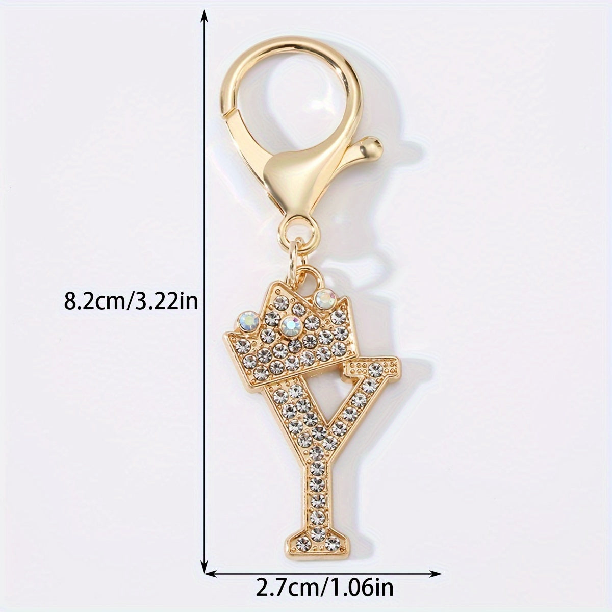 1pc Fashion Zinc Alloy Artificial Diamond Crown 26 English Letters Key Chain for Men, Bag Pendant for Friends.