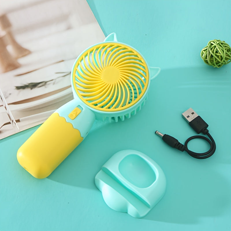 Portable Mini Fan - Rechargeable via USB, Convenient Handheld and Wearable Design for Both Men and Women - Perfect for Office, Outdoor Activities, Traveling, and Camping