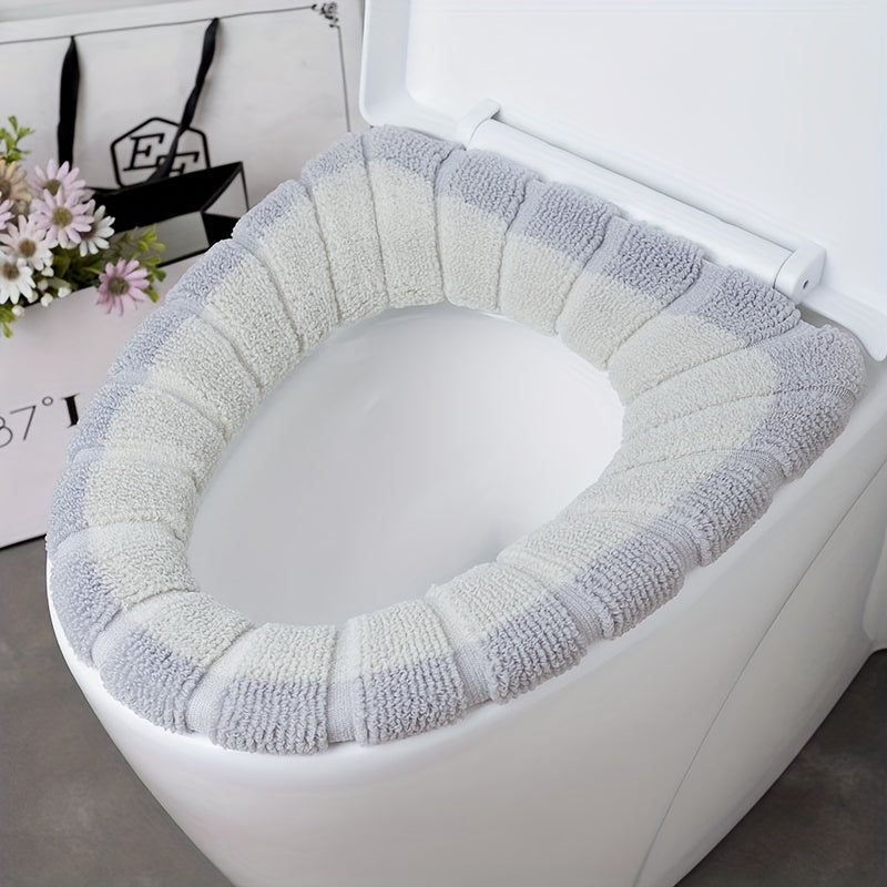 Soft and colorful toilet seat cover for winter warmth, ideal for home and dorm use, made of easy-clean polyester.