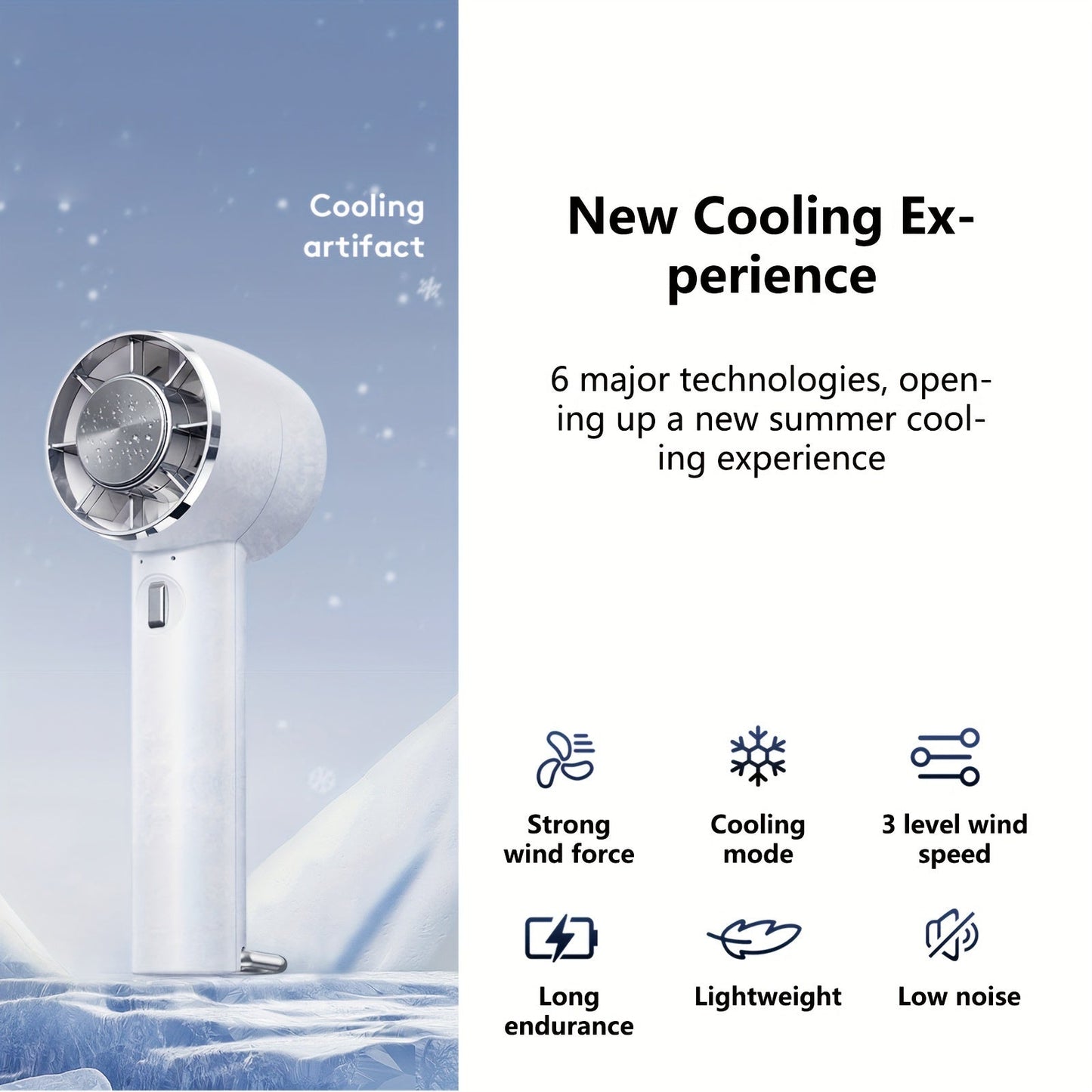 Stay cool on-the-go with the 2024 Portable Handheld Cooling Fan. This innovative fan includes an ice compress for extra cooling power. It is USB rechargeable and features a wearable design, making it perfect for both indoor and outdoor use. Plus, it