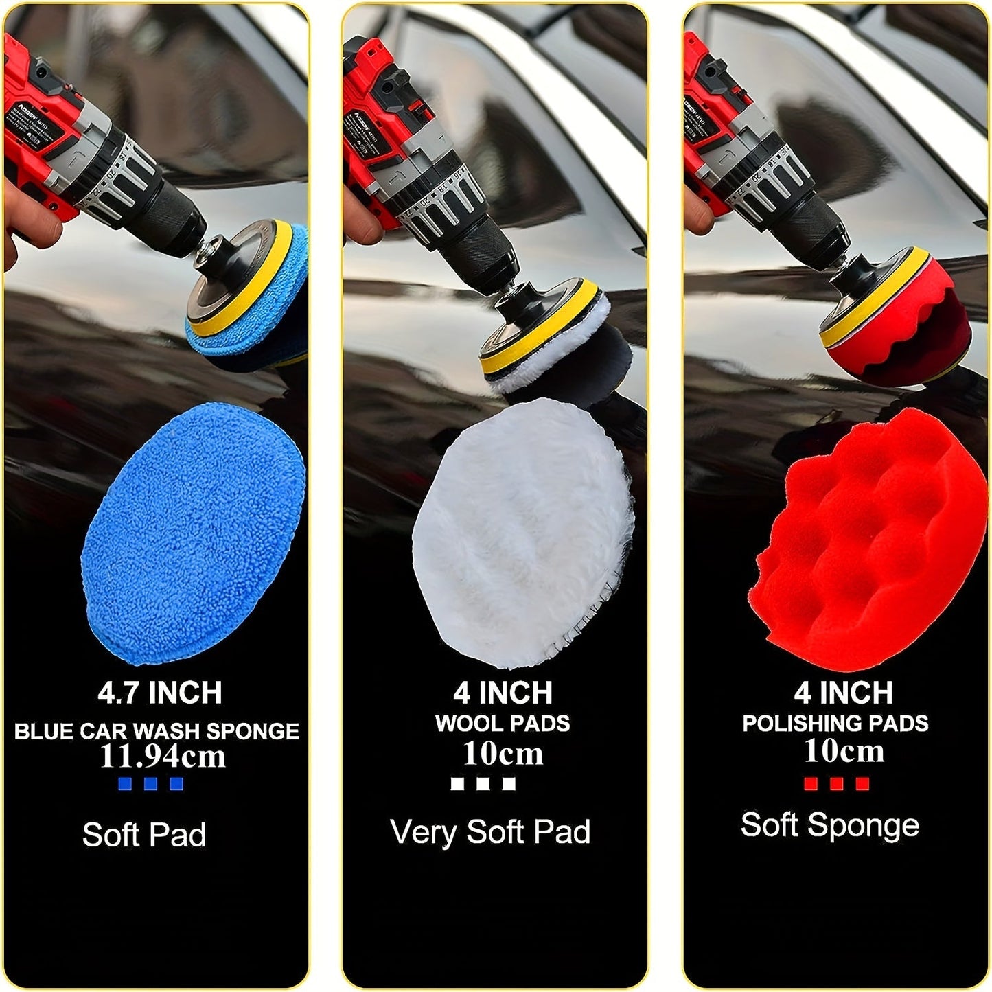 Set of 45 pieces, includes a Drill Brush Set with attachments for multipurpose power cleaning. Features a scrub brush and sponge suitable for grout, bathroom, tub, tile, corners, car wheels, and hard-to-reach areas. Drill not included. Perfect for all