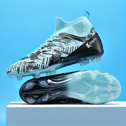 Men's high-performance football boots with solid pattern, lace-up closure, PU upper, and TPU sole for all-season athletic and outdoor soccer usage.