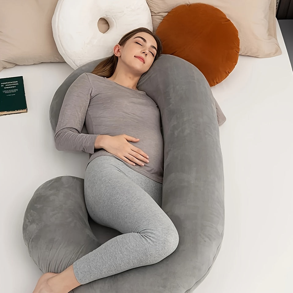 Keep cool and cozy with our Ultra-Soft C-Shaped Maternity Pillow, featuring a cooling Crystal Velvet cover that is detachable and washable. This pillow provides full body support for a comfortable sleep during pregnancy, making it the perfect gift for