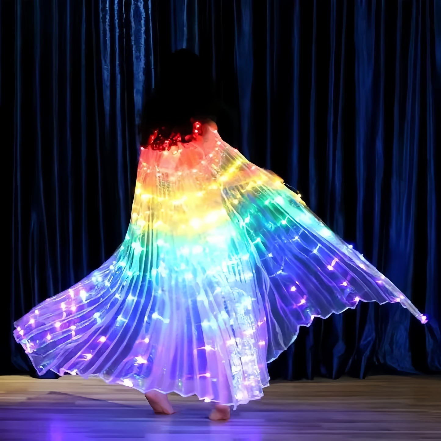 LED Butterfly Wings Light-Up Dance Props with Polyester Material for Belly Dance Performances, Batteries Not Included.