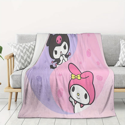 Stay Warm and Cozy with the Sanrio Melody Ultra-Soft Flannel Throw Blanket - Ideal for All Seasons, Featuring a Vibrant Digital Print, Great for Camping or Snuggling Up in Bed