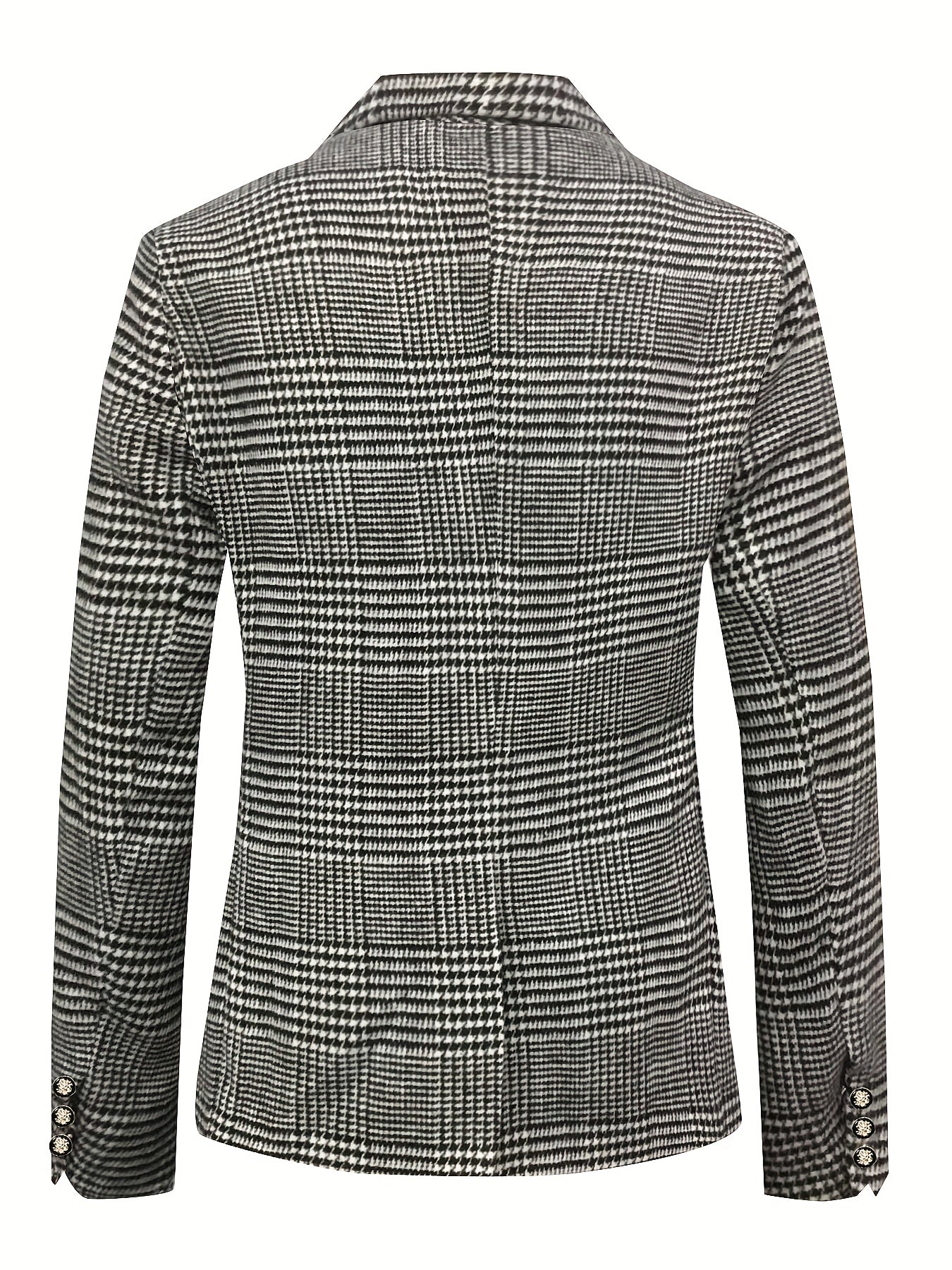 Men's machine washable plus size houndstooth blazer with double-breasted peak lapel, suitable for casual to business style, ideal for prom and formal events.