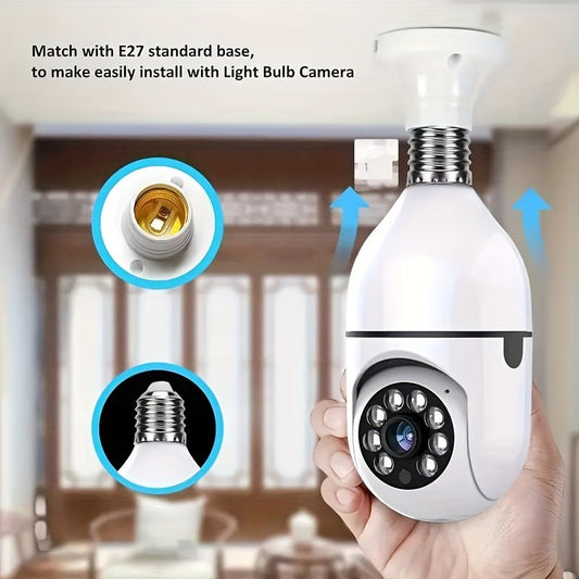 Wireless Smart Home Security Camera with E27 Lamp Holder Bulb, Wifi CCTV IPCamera, Night Full Color Audio, and LED Lights - 2.4GHz Wireless Wi-Fi IPCamera.