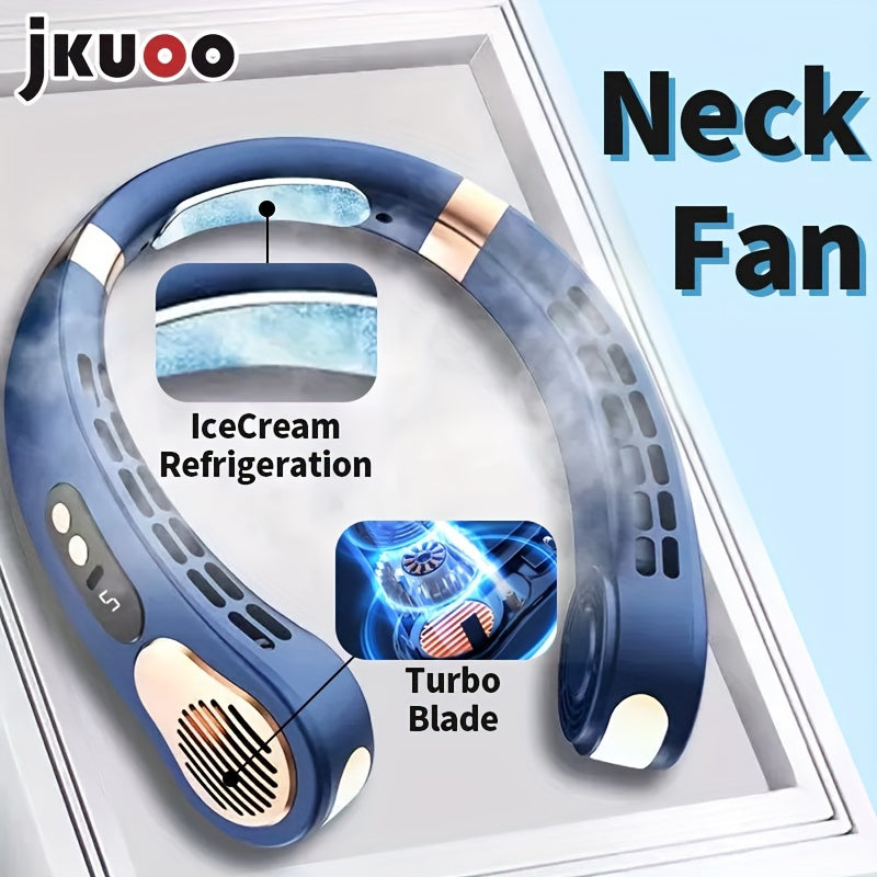 Introducing the JKUOO 2025 Neck Fan – Now with Upgraded USB Rechargeable Technology! This portable personal cooling device features a built-in lithium battery for unmatched convenience. Enjoy quiet operation with 5-speed adjustment options and LED lights