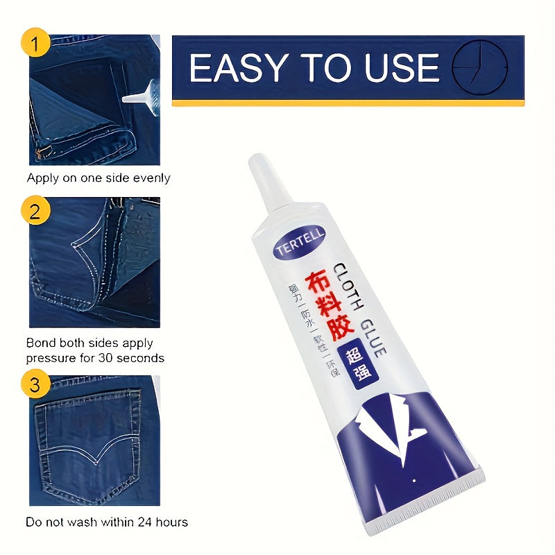 50ml Premium Quick-Dry Fabric Adhesive - Waterproof glue for sewing and repairs on denim, faux leather, and all materials.