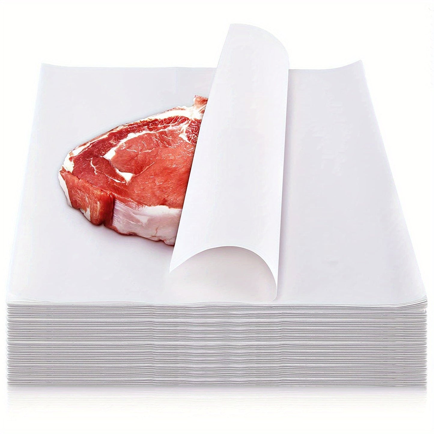 100 premium white butcher paper sheets, measuring 30.48x30.48 cm each. Disposable and resistant to tears and punctures, with no wax coating for food wrapping, meat trimming, art projects, and more. Ideal for BBQs, crafting, and kitchen use.