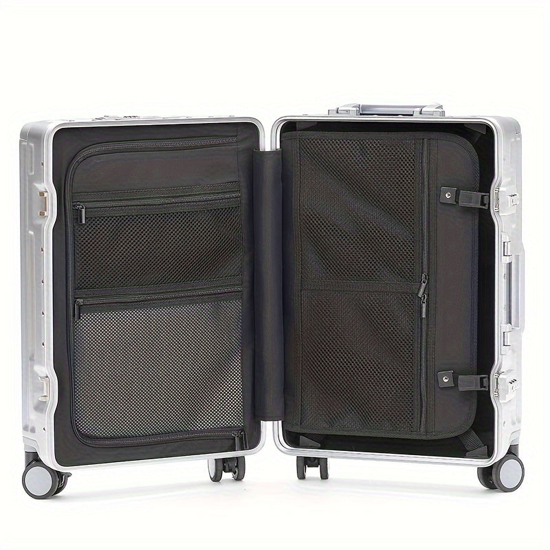 Durable Business Carry-On Luggage with Aluminum Frame, Spinner Wheels, and Combination Lock