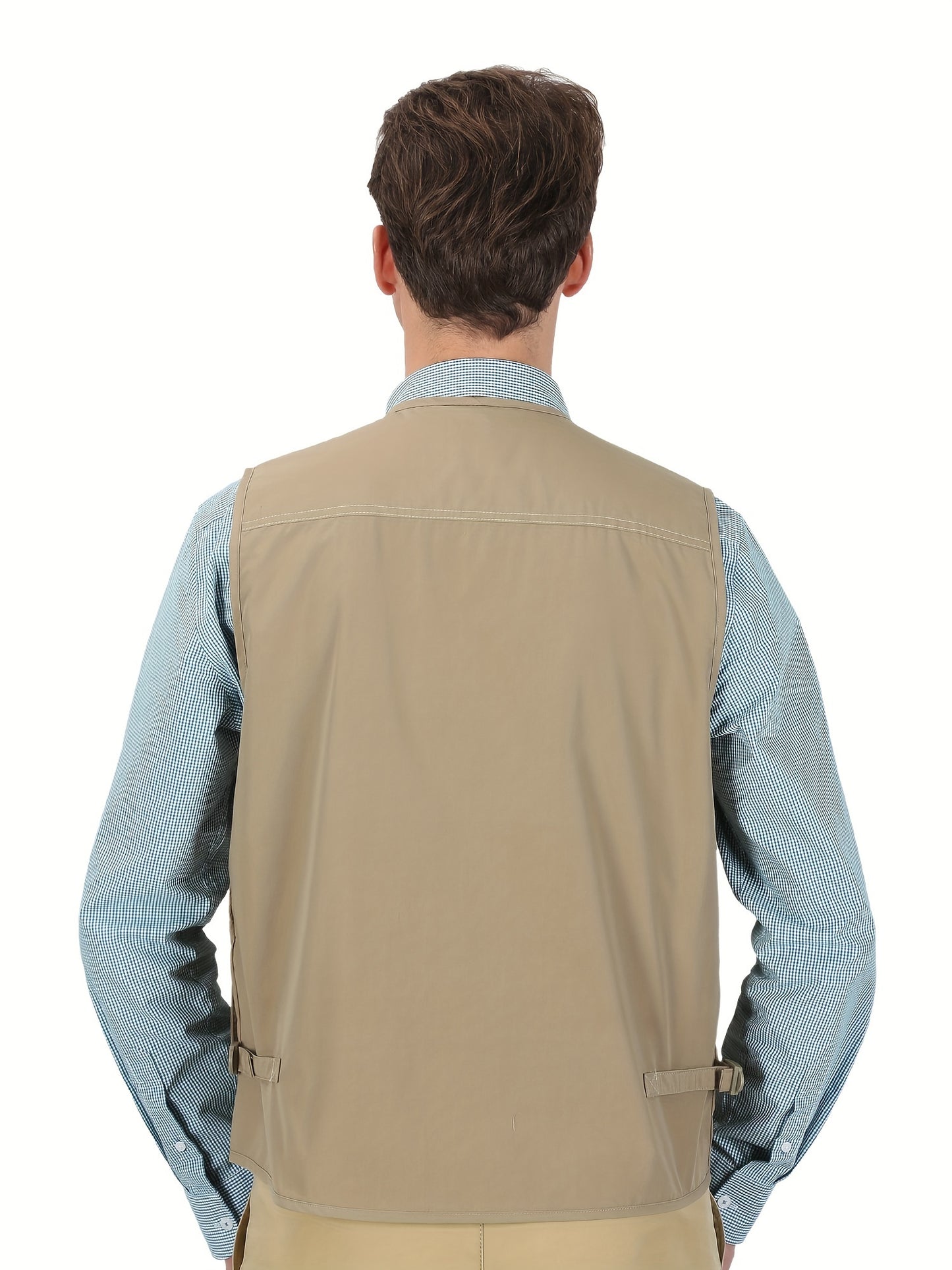 Men's Poplin Multi-Pockets Vest for outdoor activities.