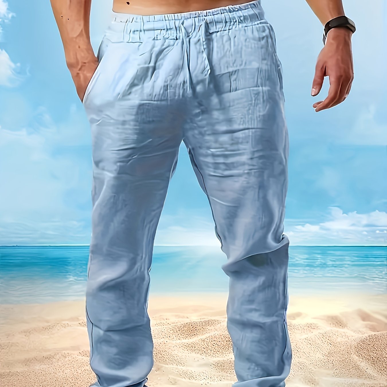 Breathable and comfortable loose-fit cotton pants for plus size men, ideal for spring and autumn