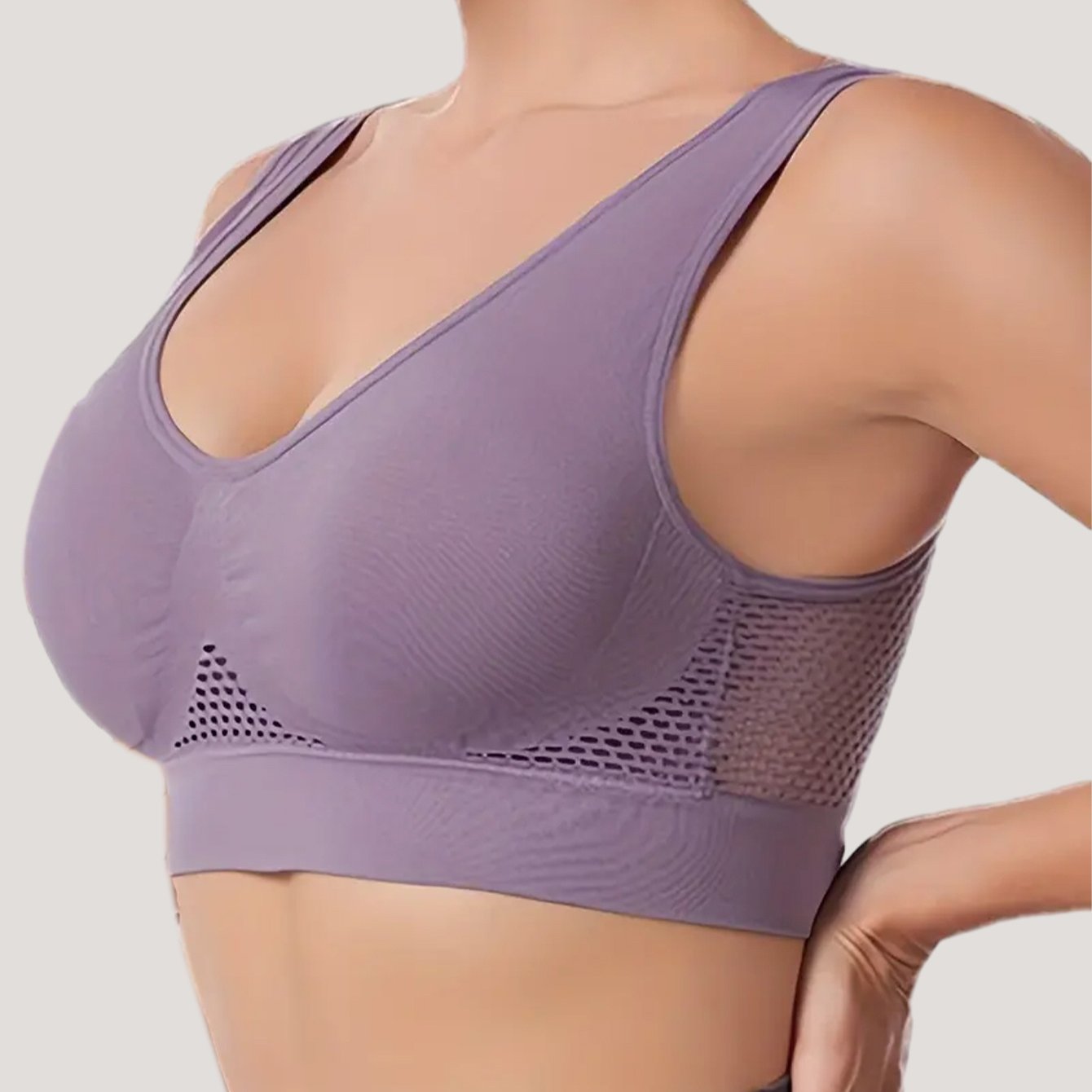 Solid seamless hollow out wireless tank bra for elegant and comfy push-up support, perfect for women's lingerie and underwear.