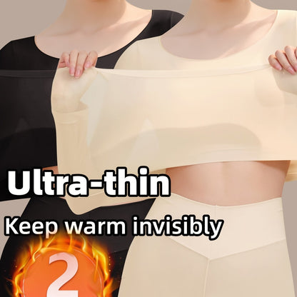 Two high-elastic, ultra-thin long-sleeve base layer tops for women, perfect for staying warm in autumn and winter.