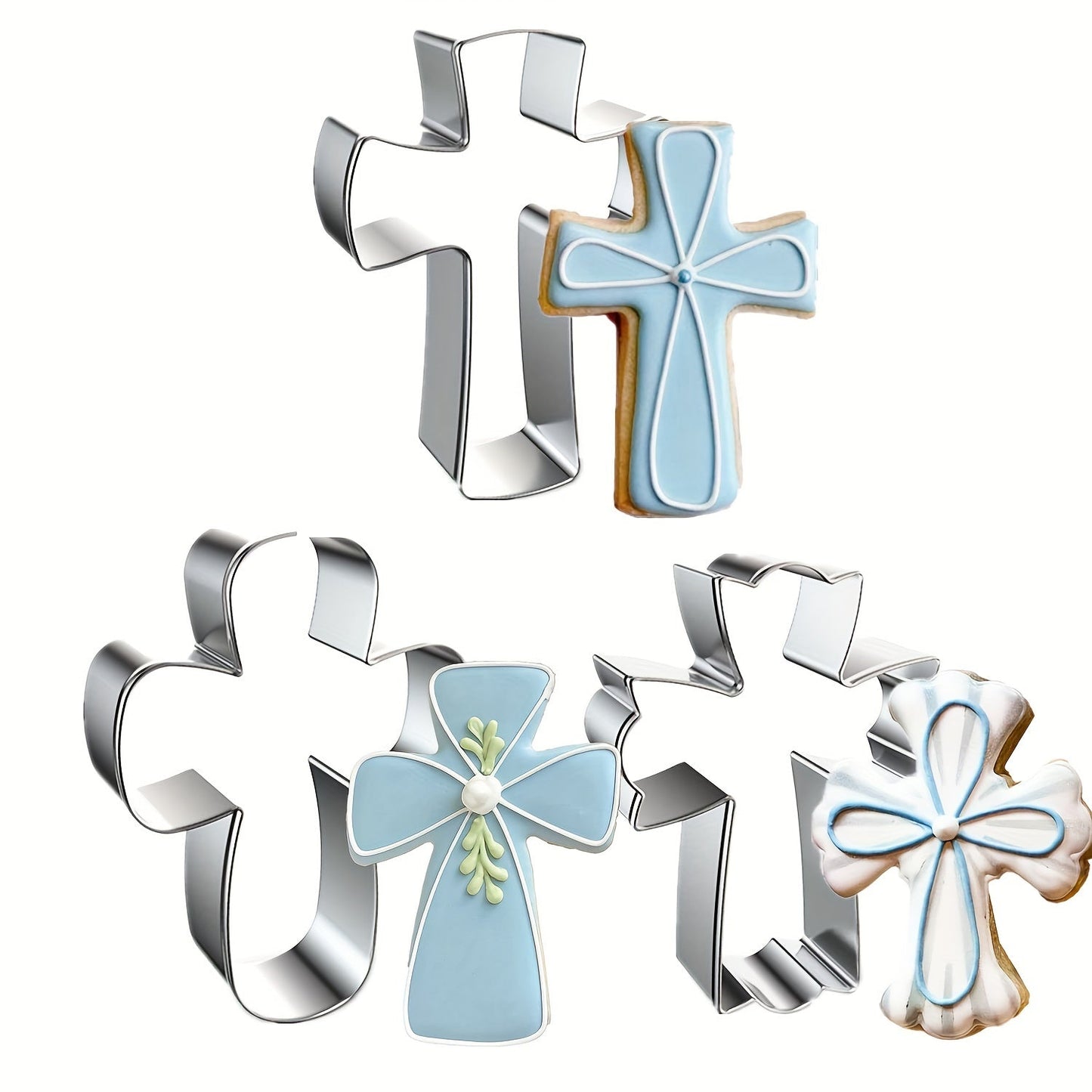 Set of 3 Cross Biscuit Cutters - Easy-to-Use Cookie Cutters in Cross Shapes - Perfect for Holiday Baking or as a Gift