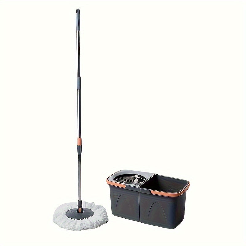 Household Rotating Floor Mop and Bucket Set - 1 Set, Carry-free Mop for Dusting, Dry and Wet Use, Perfect for Family, Kitchen, Bathroom Floors, Cleaning Supplies and Tools.