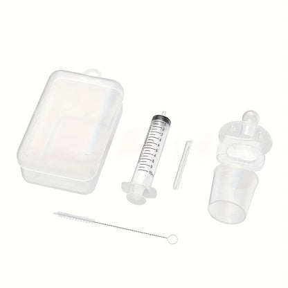 1 set of silicone medicine dispenser with pacifier dropper - transparent feeding tube, BPA-free essentials, easy-to-use medication syringe set.