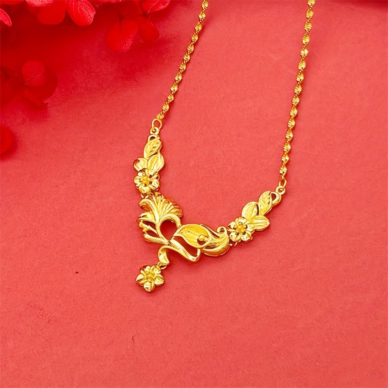 Luxurious and elegant 24K gold plated necklace set for women - A perfect gift for weddings, graduation, or any occasion. Versatile and ideal for teachers or any special event.