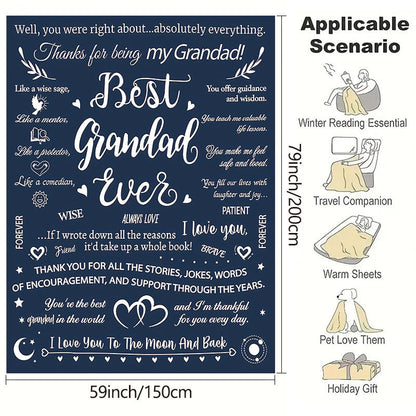 Soft and cozy throw blanket personalized with "Text Element 1pc" for Grandad, the best ever. The perfect birthday gift from his grandchildren.