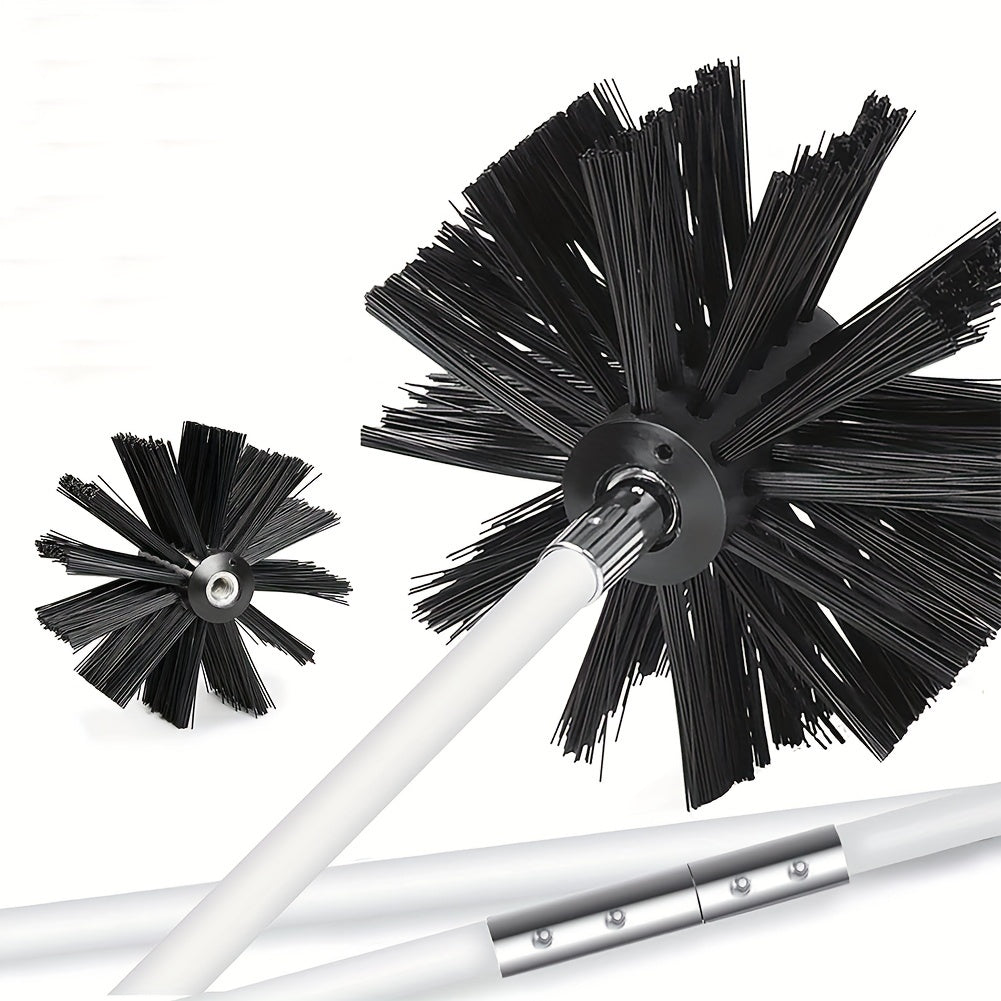 Durable plastic cleaning brush that is versatile, extendable, and bendable for chimneys, hoods, boilers, and dryers - reusable and long-lasting.