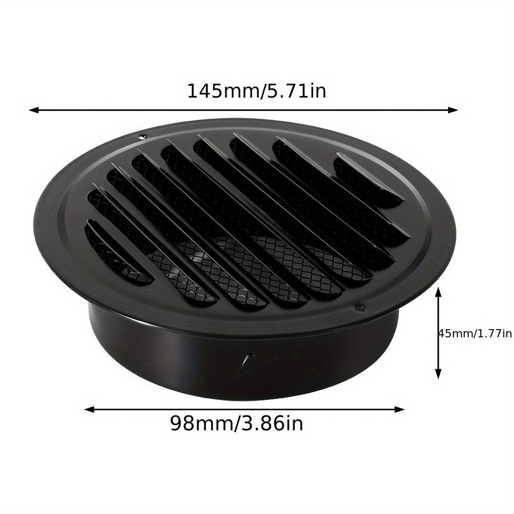 Sleek Black Stainless Steel Vent Grille - Wall-Mounted for Efficient Outdoor Drainage in Kitchens & More, Available in Various Sizes (70/80/100/150/200mm Round)