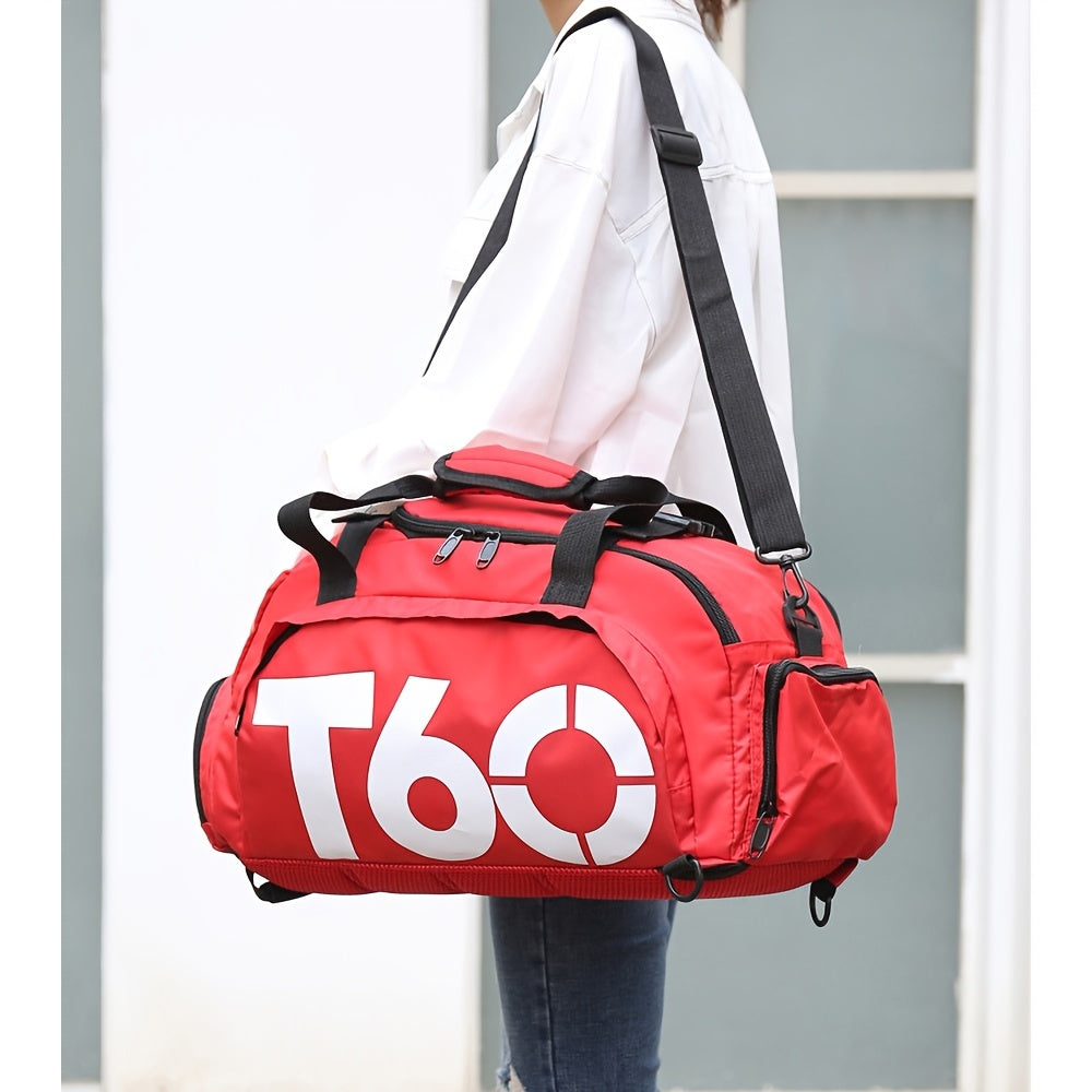 Lightweight gym bag for both men and women, ideal for yoga, fitness, and outdoor activities. Made of nylon, available in red, blue, and black. Perfect for gym and sports enthusiasts.