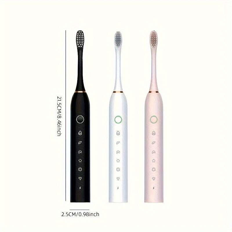 Adults' Smart Sonic Rechargeable Toothbrush whitens and cleans teeth automatically.