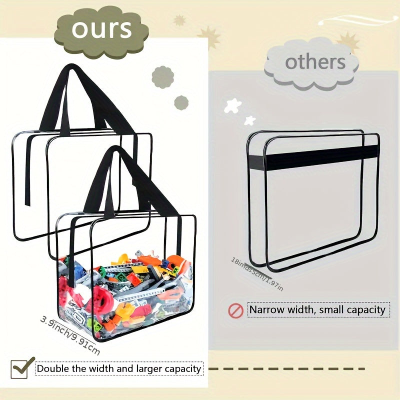 Large Clear PVC Storage Bag with Zipper - Waterproof Organizer for Toys, Crafts & Books, Reusable with 3.2 Cubic Feet Capacity