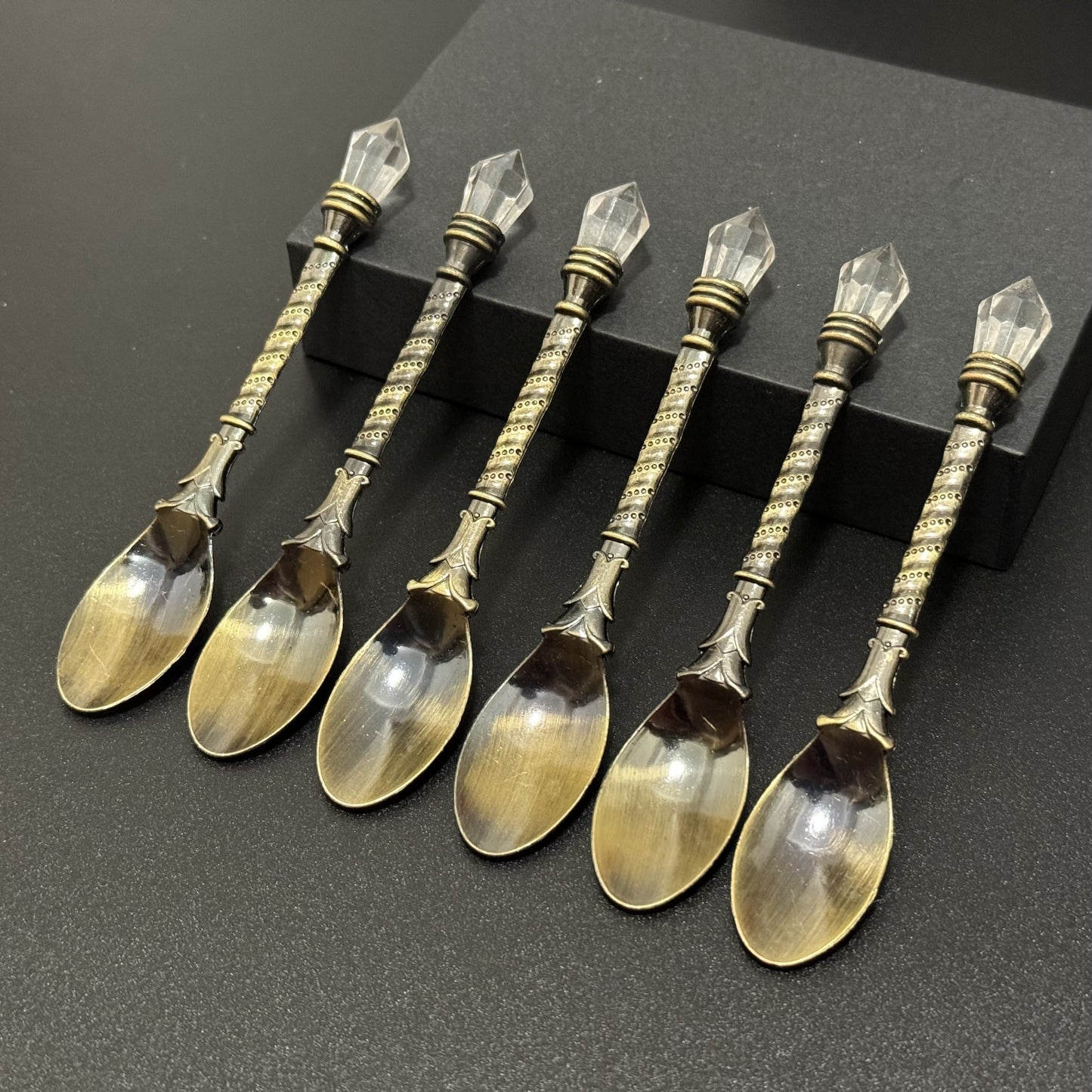 Elegant Gold-Plated Coffee Spoon with Crystal Handle: Ideal for Celebrating Christmas, Halloween, Easter, Hanukkah, and Thanksgiving