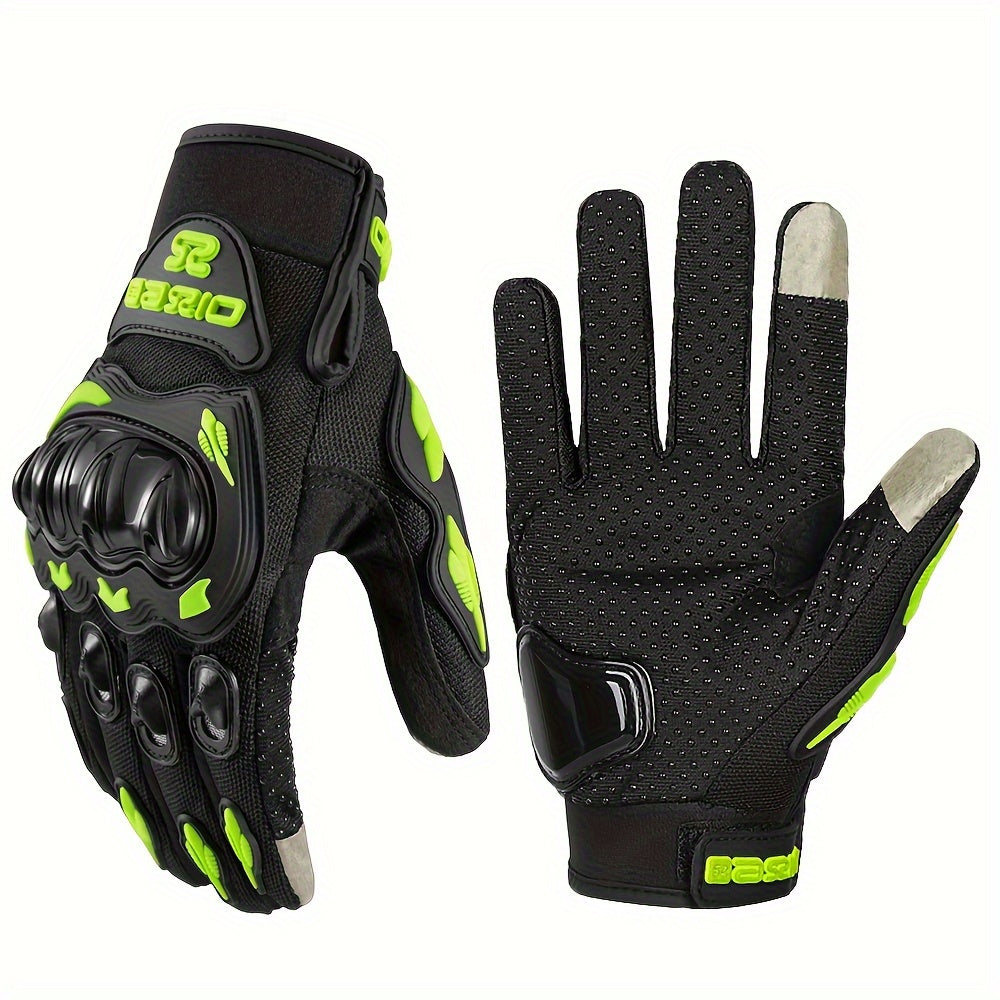 Breathable, anti-fall motorcyclist gloves for men and women, with touch screen capability.