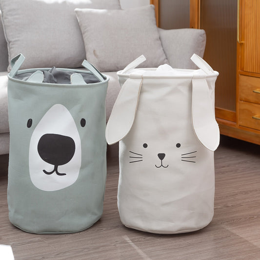 Nordic Style Bedroom Storage Bucket, 1pc, 40.01*49.99cm, Featuring Cartoon Printing. Perfect Laundry Organization and Storage Solution for Bathroom, Bedroom, Laundry Room, or Dorm. Enhance Your Home Decor with this Stylish Basket.