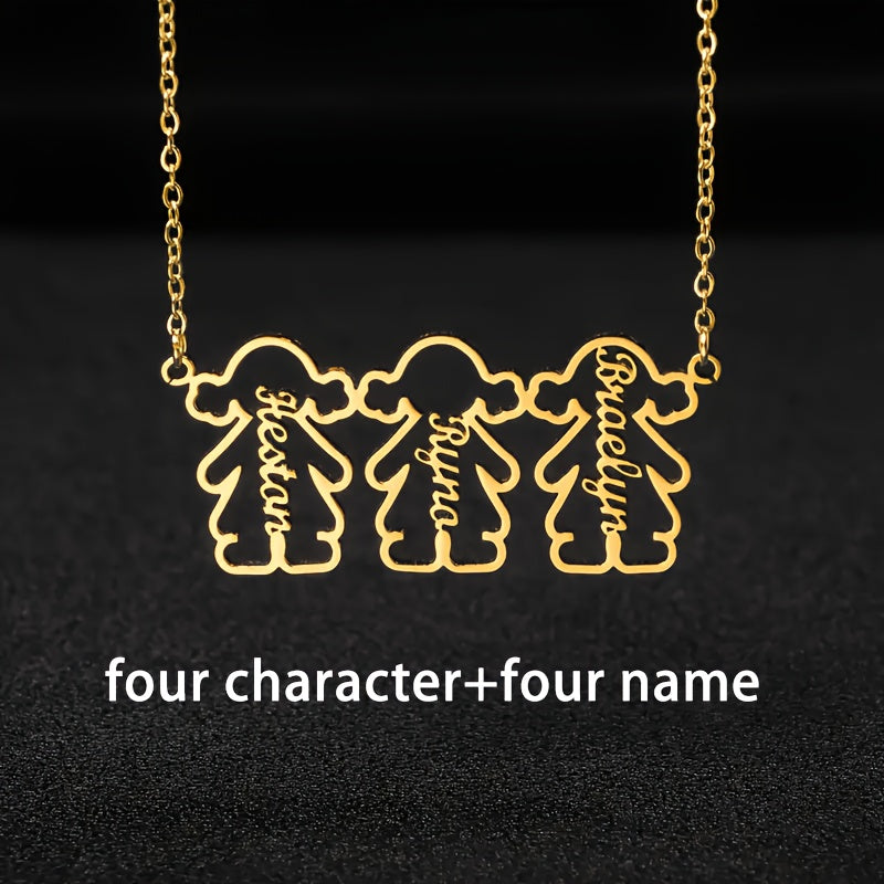 Personalized Stainless Steel Pendant Necklace featuring multiple names - Perfect for showing appreciation to loved ones - A thoughtful gift for Mother's Day, birthdays, or just because - Great for women who love unique jewelry.