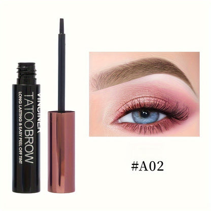 Long-lasting black/brown waterproof eyebrow gel with semi-permanent dye.