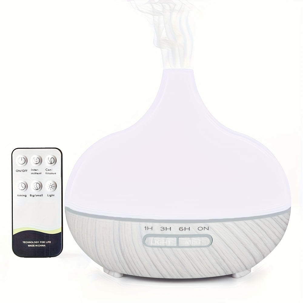 550ml Ultrasonic Essential Oil Diffuser with Remote, USB Powered, Auto-Off Timer, Nightlight, Power Failure Protection, Atomization Mode; for Large Room Home Use.