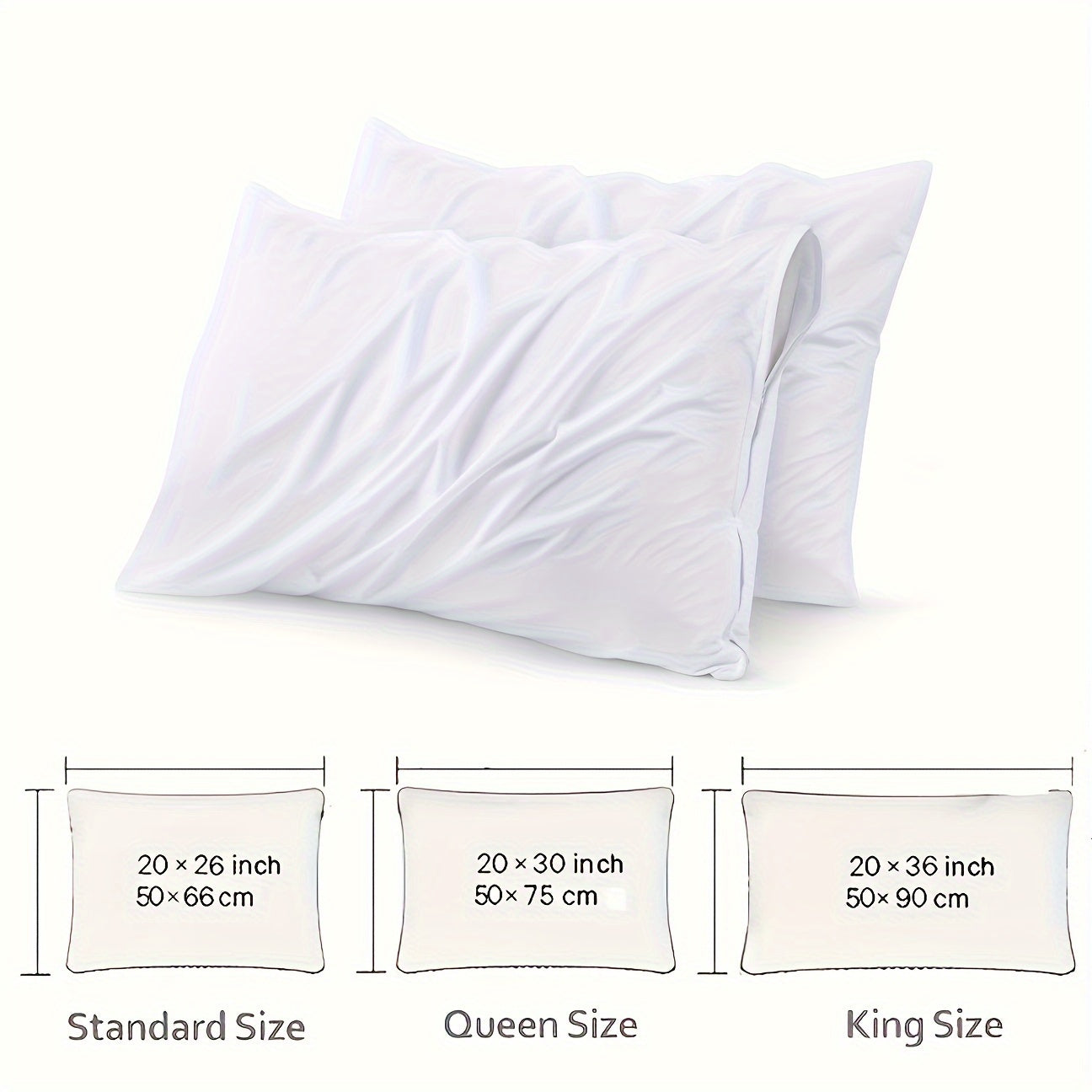 Two white zippered pillow protectors with a luxurious hotel quality design, made from 100% polyester for breathability and softness. These covers will extend the life of your pillows and do not include pillow inserts.