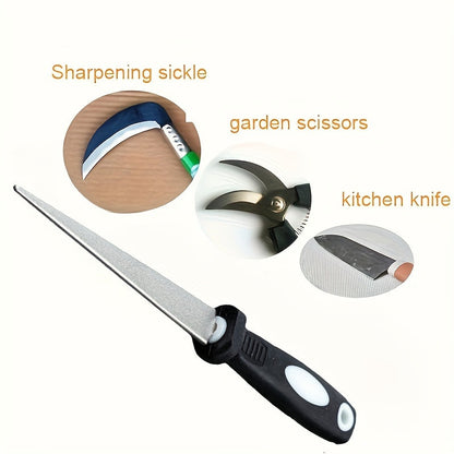 Sharpening Sickle with Diamond Coating - Ideal for Restoring Scissors, Knives, and Garden Tools - Versatile Tool with Smooth and Curved Sides - Comfortable Hand-held Design - Must-have for Kitchen and Garden