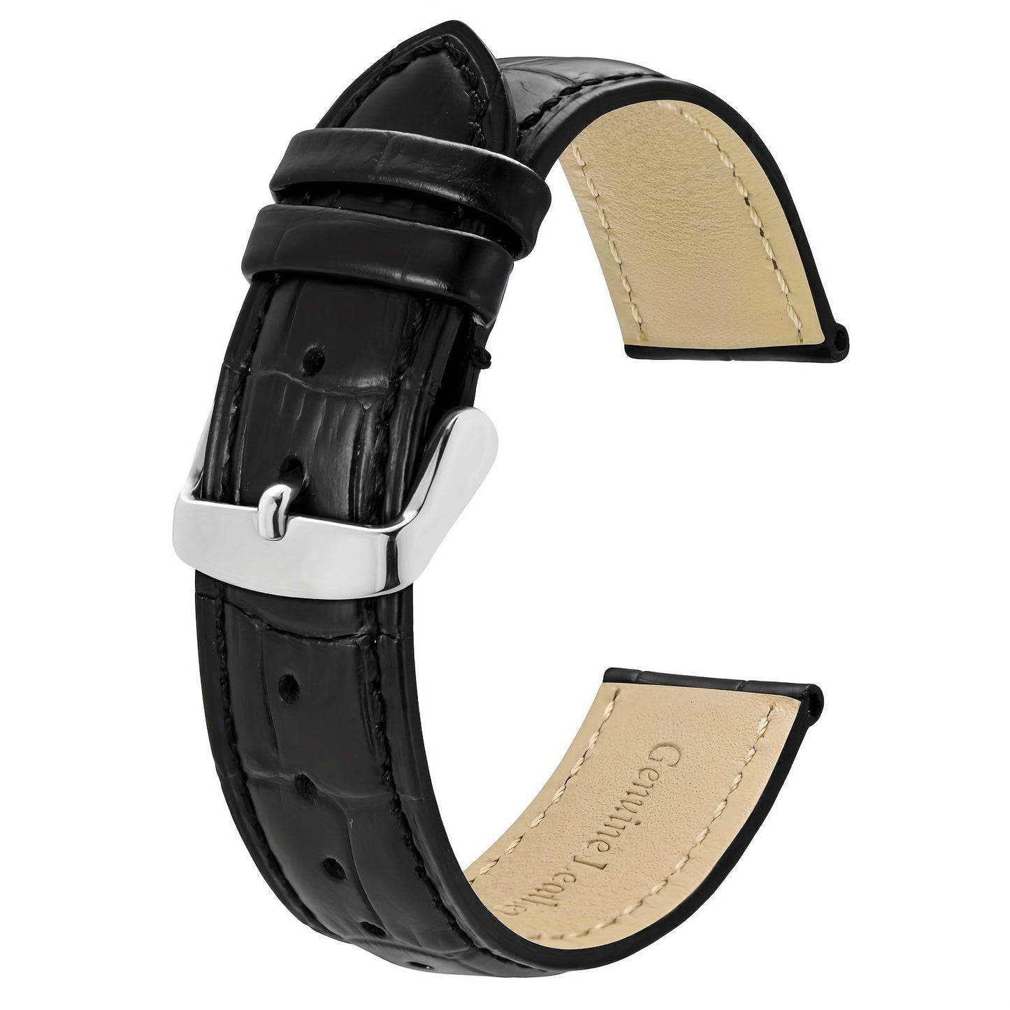 Replacement watch strap made of authentic cowhide leather, featuring a quick release crocodile pattern design suitable for both men and women.