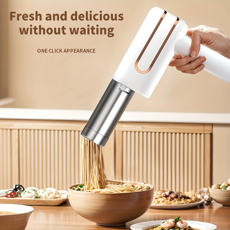 Convenient Electric Noodle Maker with Digital Display - Rechargeable via USB, Made of Stainless Steel, Simple to Clean, Ideal for Use at Home or Outdoors