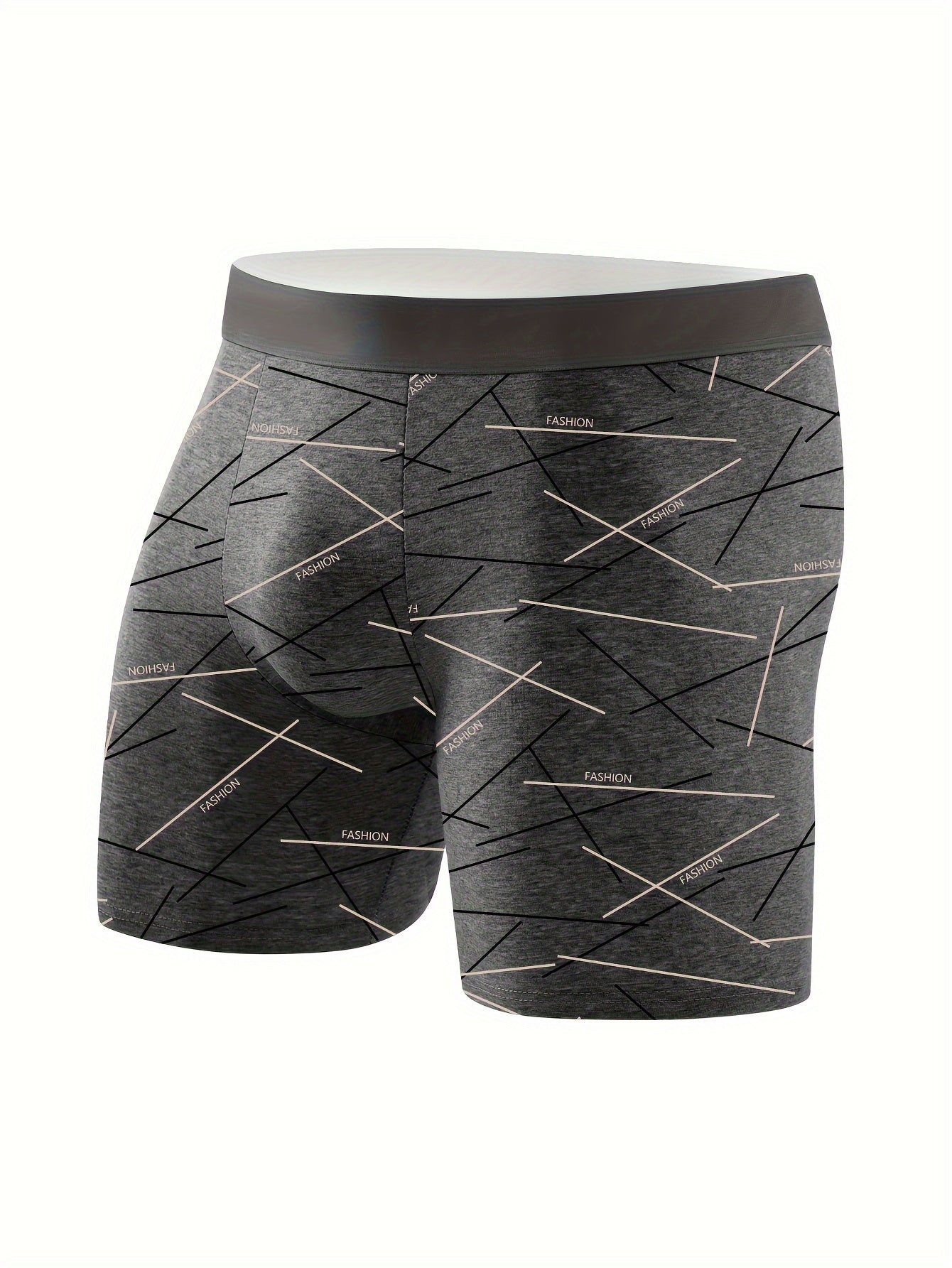 Men's 4-pack of underwear and sports pants with printed and lined designs, includes four-corner shorts and long straight-leg pants that are comfortable, skin-friendly, and breathable.