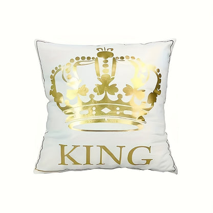 Luxury gold-plated decorative cushion cover with crown pattern in black and white hot stamping print for home sofa.