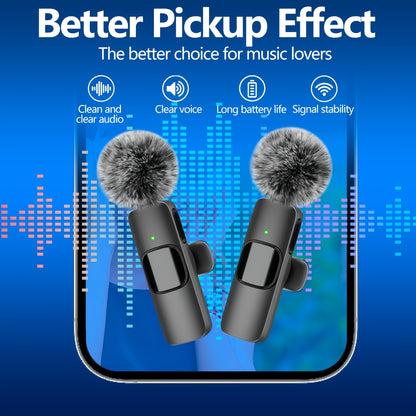 2 Pack Wireless Lavalier Microphone with USB Type C, One-way Polar Pattern, 2.4G/3G/4G/5G, Lithium Battery-Polymer, USB Charging, Rechargeable, Clip included. Compatible with iPhone, iPad