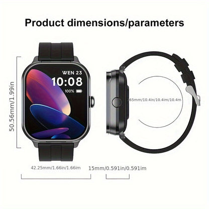 Paearofero 2-in-1 Smart Watch with TWS Earbuds, Wireless Charging, Large TFT Screen, Fashionable Square Alloy Case, Call/Date/Weather Features, Interchangeable Straps, Keychain Case