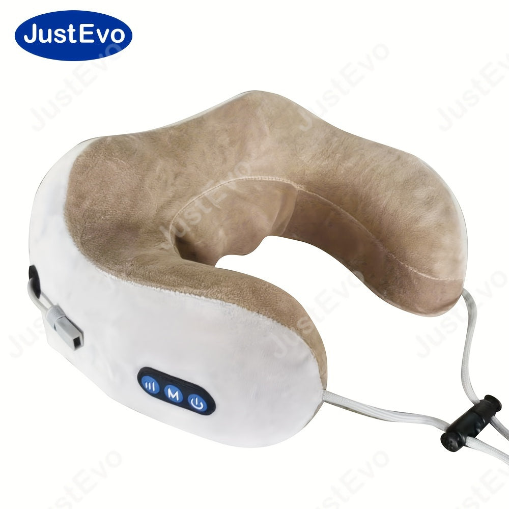 JustEvo U-Shaped Electric Neck Massager - USB rechargeable with memory foam for relaxation at home, office, or while traveling