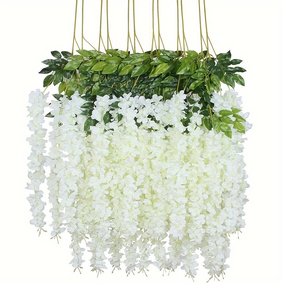 12-piece Wisteria artificial flower vine garland for wedding, party, garden, office, or outdoor decoration.