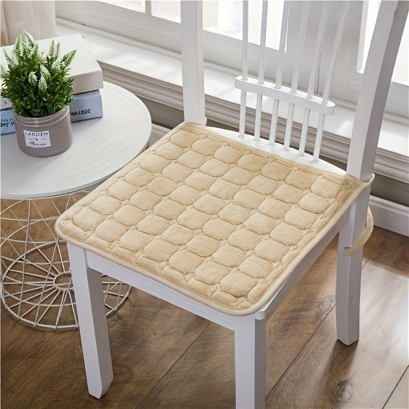 Soft, washable seat cushion for home or office chairs.