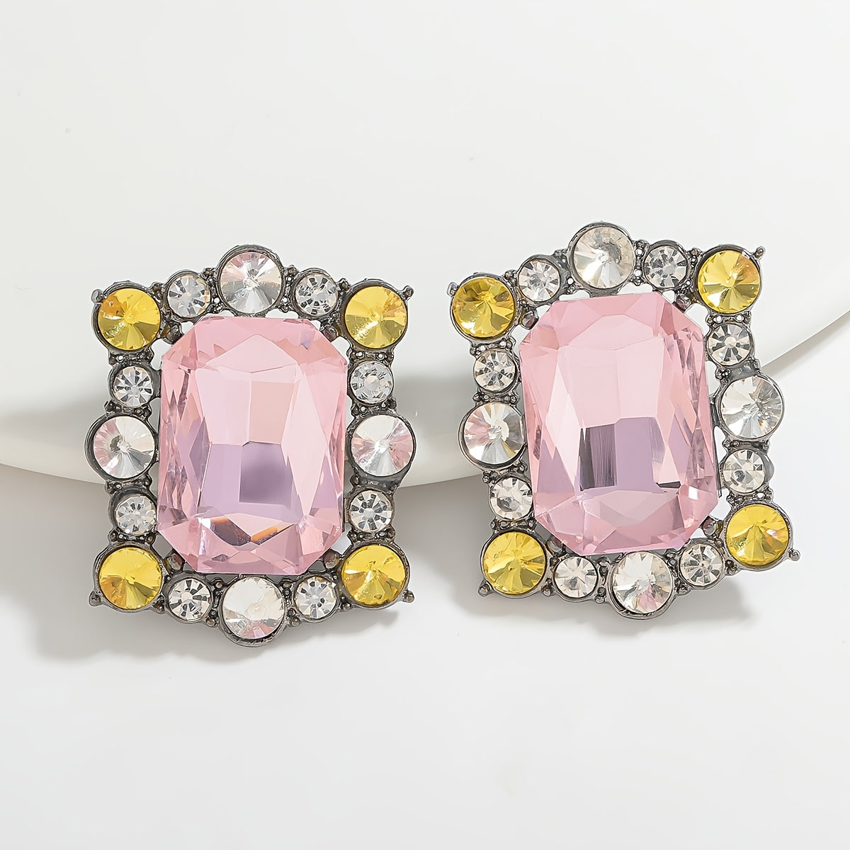 Exquisite Pink Rhinestone Dangle Earrings with Irregular Square & Teardrop Shapes, Crafted from Alloy with Stainless Steel Posts, Stylish Wing Design, Ideal Valentine's Day Gift, Timeless Jewelry for Women suitable for Any Occasion.