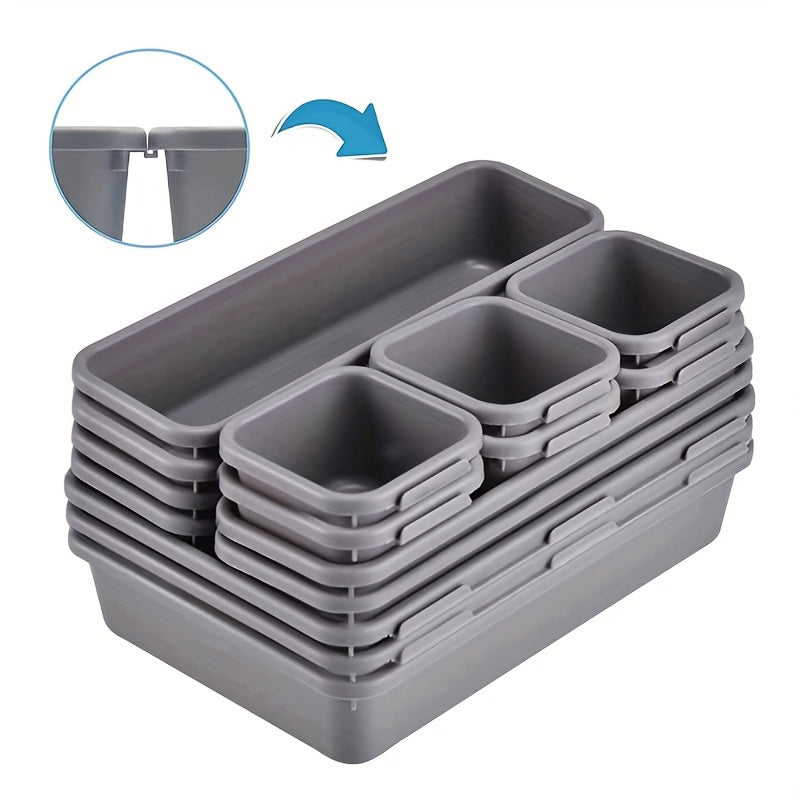 15-piece Interlocking Desk Drawer Organizer for Office, Bathroom, Kitchen, Makeup.