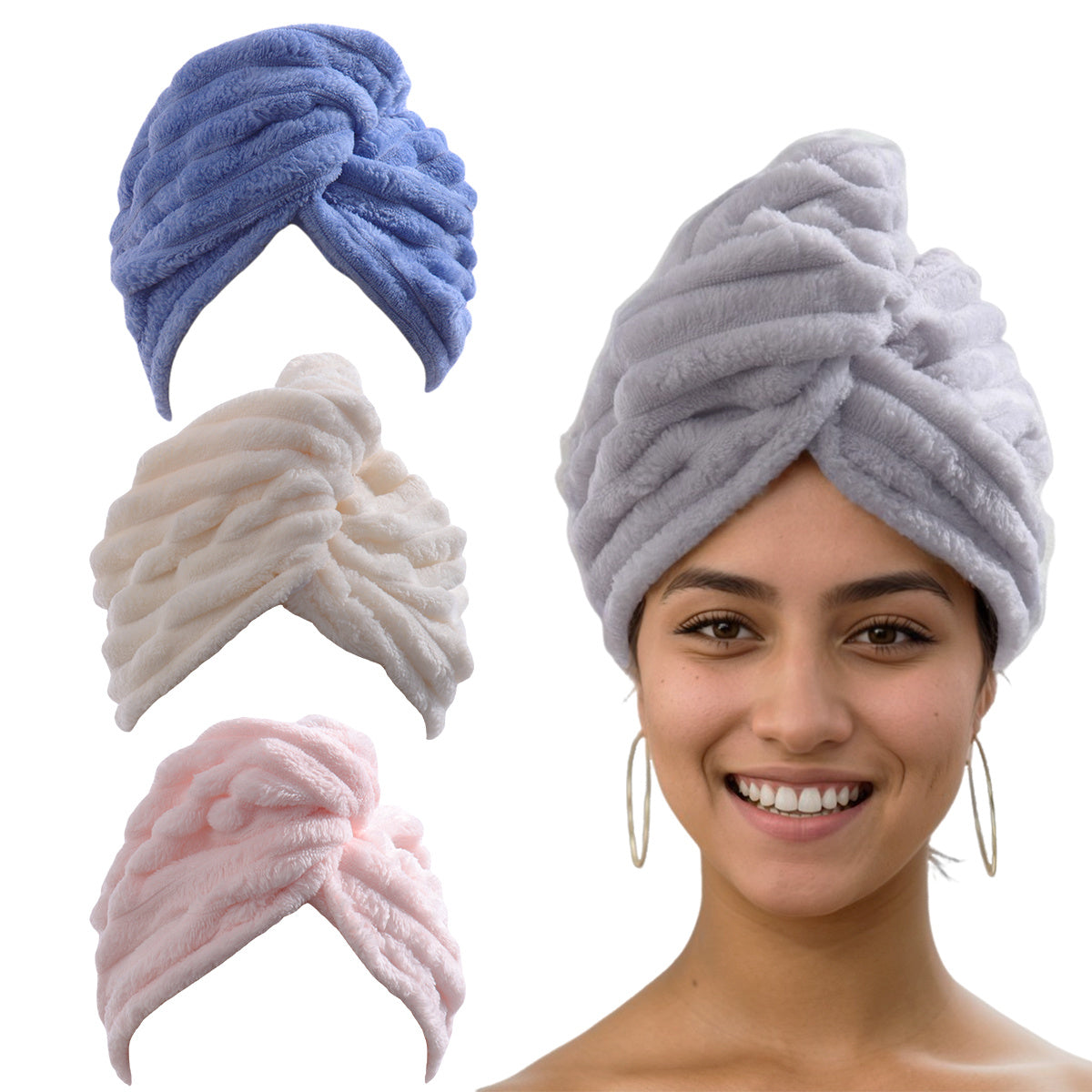 Gentle, Absorbent Microfiber Hair Towel Wraps - Quick Dry, Ideal for Women & Girls