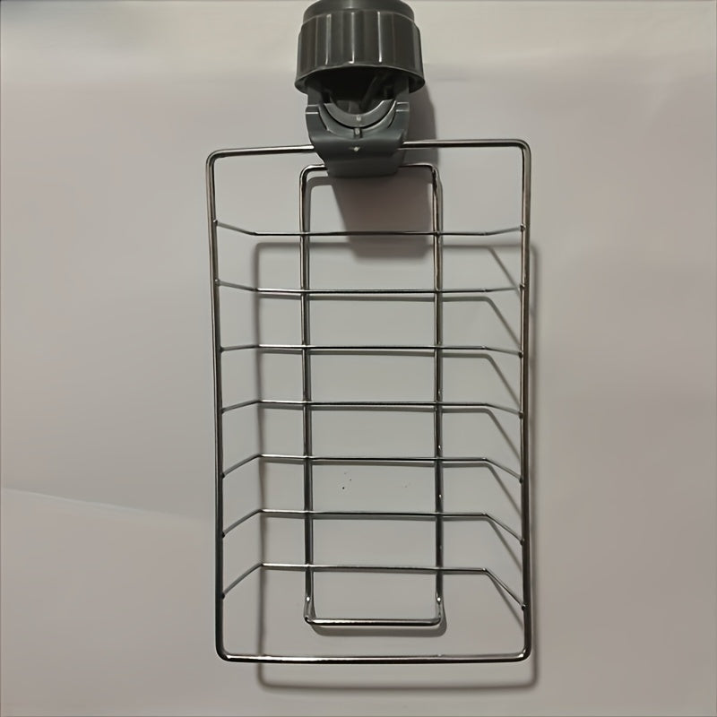 Stainless Steel Faucet Storage Rack for Kitchen Sink Organization - Includes Sponge and Cloth Holder - No Electricity Needed